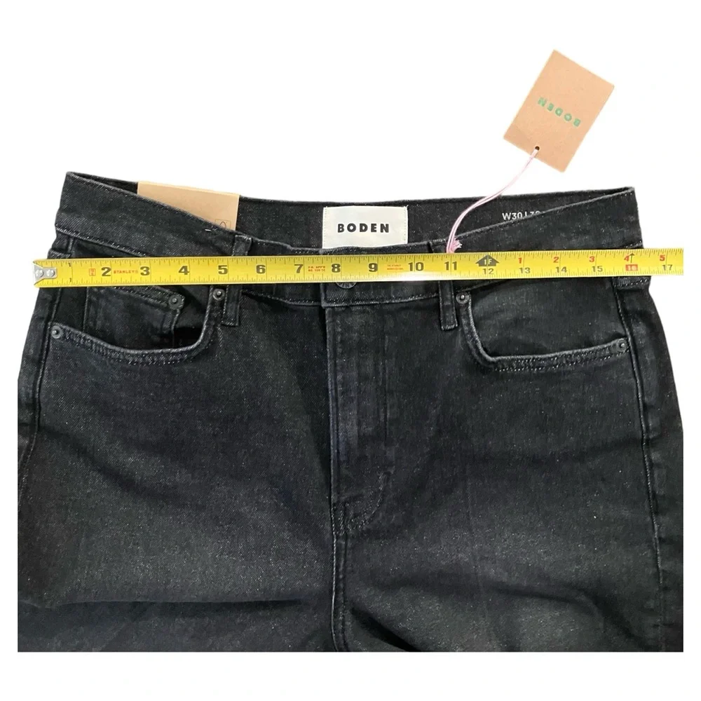 Boden Womens Size 30 High Waisted Full Length Black Straight Leg Jeans Cuffed - Picture 9 of 13